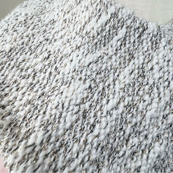 Lou & Grey Gold Coast Moto Zip Sweater Jacket Metallic Tweed SP Small Petite - Picture 5 of 10